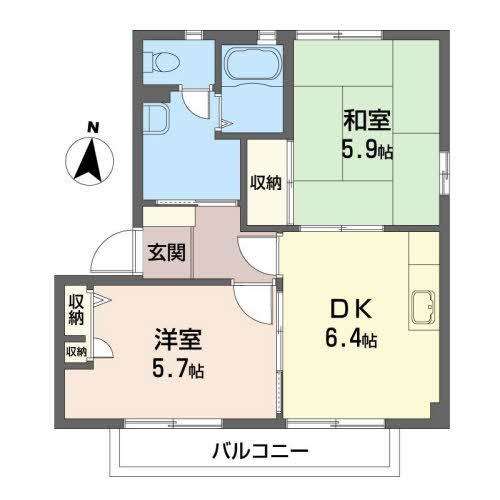 プープリエＣ 202号室 間取り