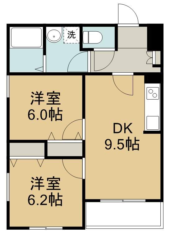 メリディアンなないろの里　四番館 401号室 間取り