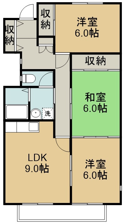 メモワールチエミ 206号室 間取り