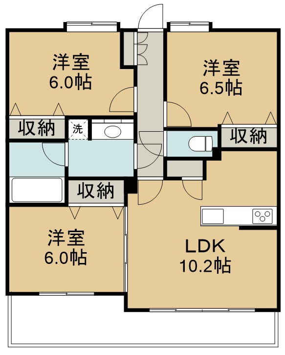 ペルル東仙台Ⅱ 402号室 間取り