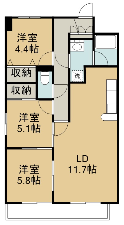 リリーマンション２号館 901号室 間取り