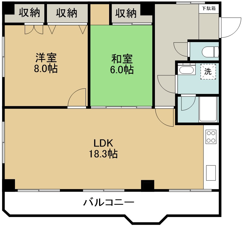 レストかたよせ 201号室 間取り
