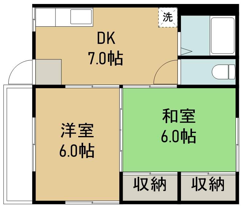 ローズハイム沖野 102号室 間取り