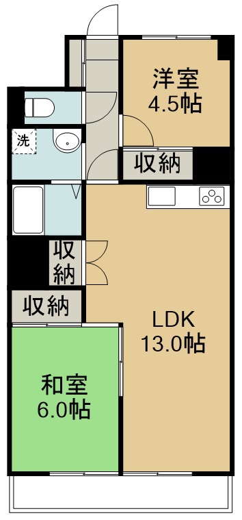 宮城野ハイツ１号棟 504号室 間取り