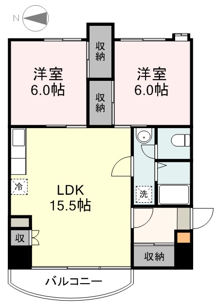 オーロラビル 412号室 間取り