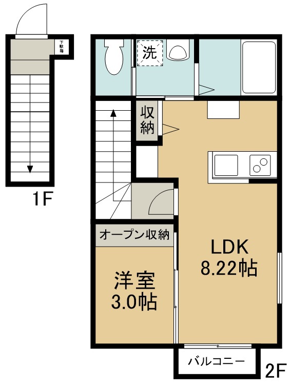 グランドール若林Ⅱ 201号室 間取り