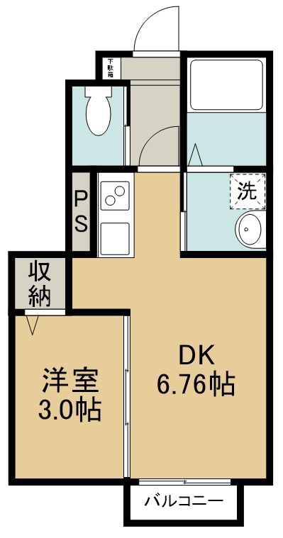 グランドール若林Ⅱ 103号室 間取り