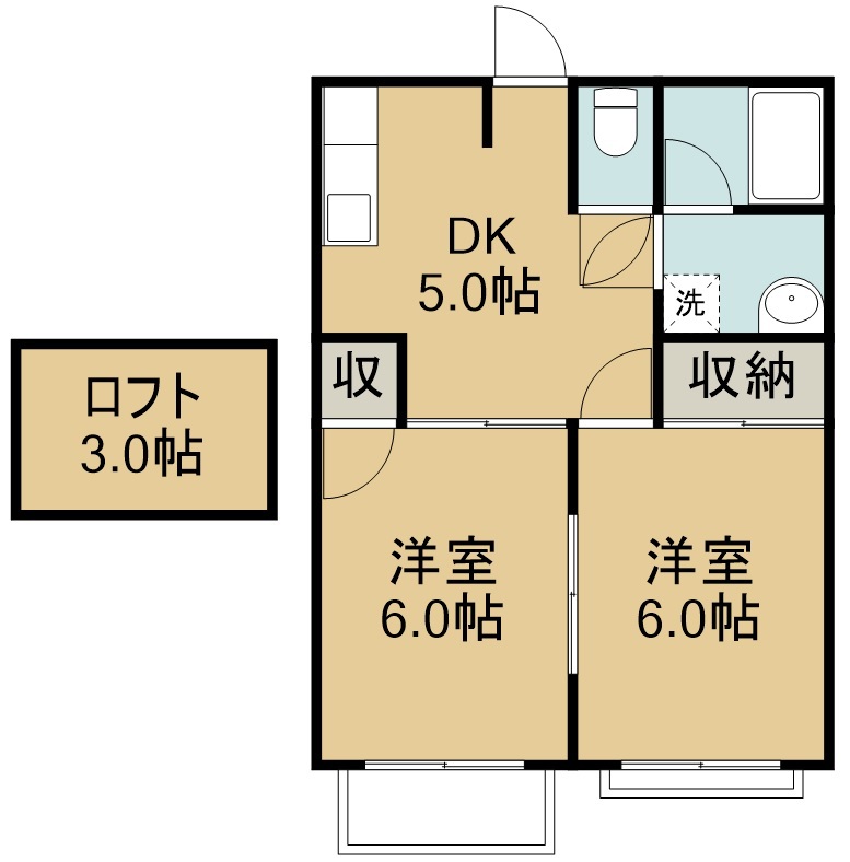 コーポ安達Ⅱ 102号室 間取り