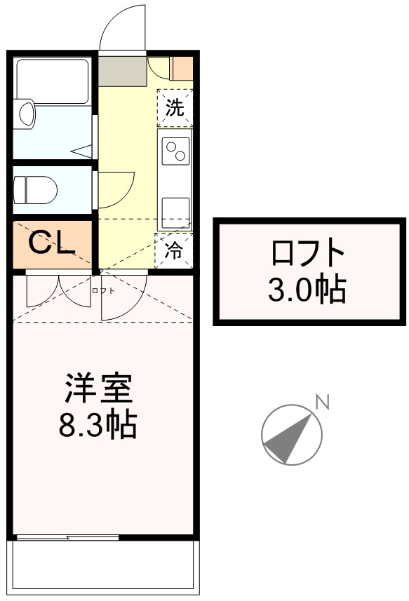 プリンスコート弥生町Ａ 103号室 間取り