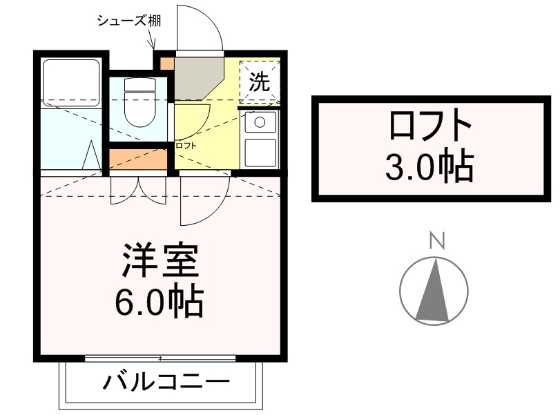 アップルハウス旭ヶ丘２ 202号室 間取り