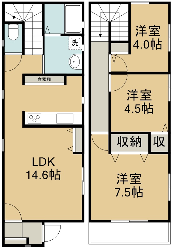 遠見塚２丁目１６－２２－２貸家 間取り