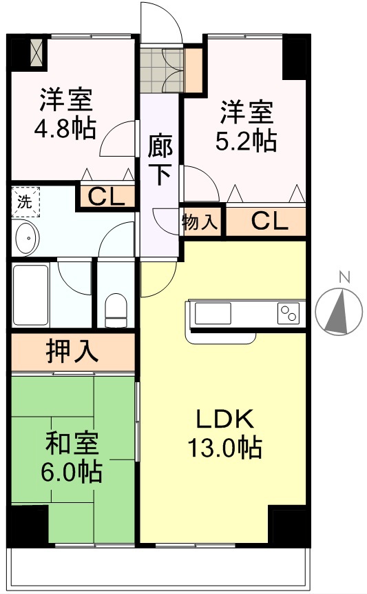 スカイコート上杉 604号室 間取り