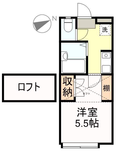 ライトハウス 102号室 間取り