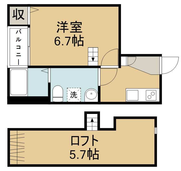 シャンテスクエア保春院前丁Ⅰ 205号室 間取り