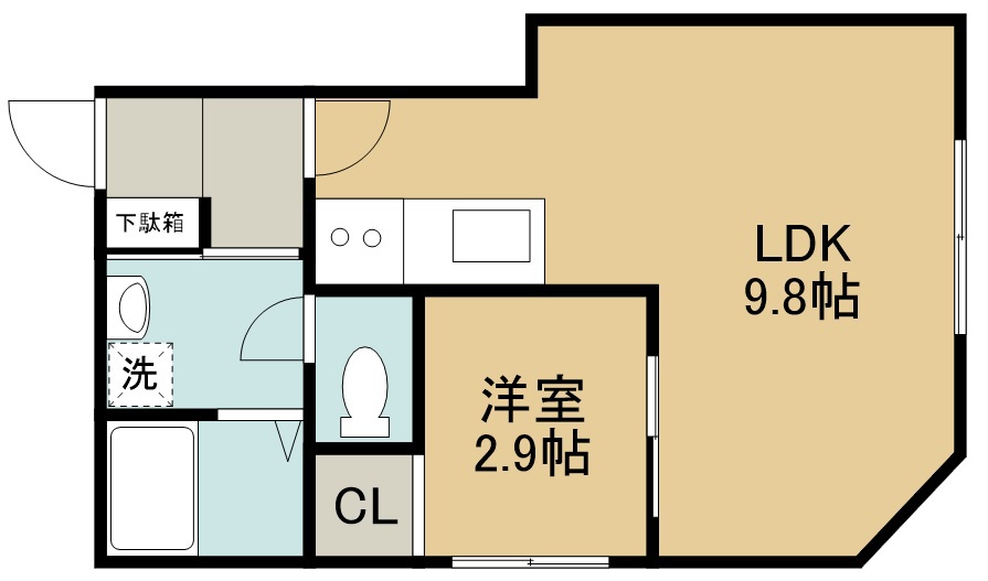 ウェルスビスタ連坊 201号室 間取り