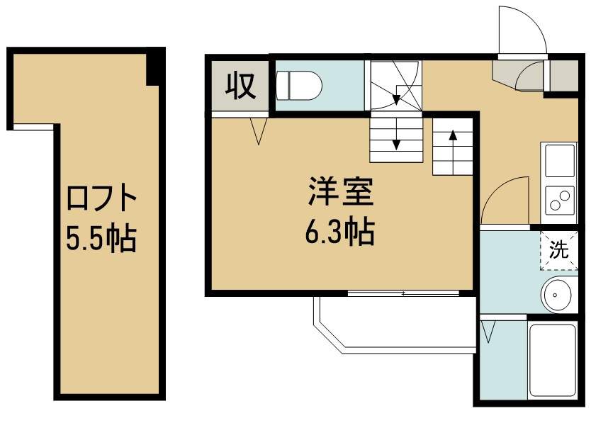 ハーモニーテラス五十人町 203号室 間取り