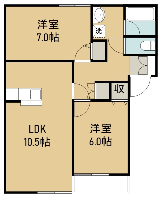 エクシード若林 103号室 間取り