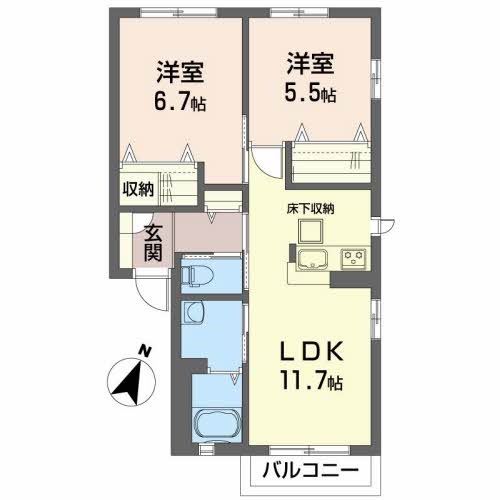 オーブＤ 102号室 間取り