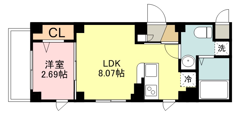 ラシーネ錦町 410号室 間取り