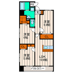 新田東レジデンス五番館 901号室 間取り