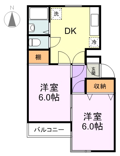 第十二ショーケービル 102号室 間取り