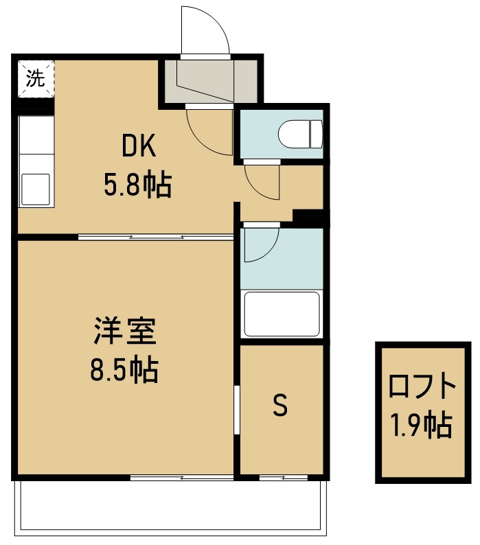 ラフルール連坊 408号室 間取り