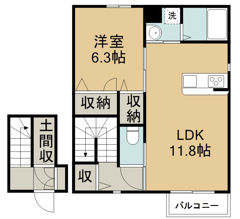 ｆｏｒｅｓｔ　ｔｗｏ 202号室 間取り