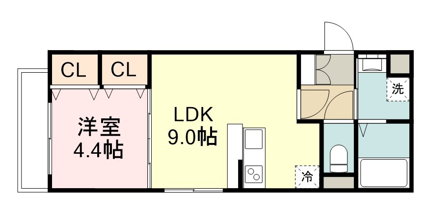 ＢＬＥＳＳＥＤ　ＬＩＦＥ花京院 101号室 間取り