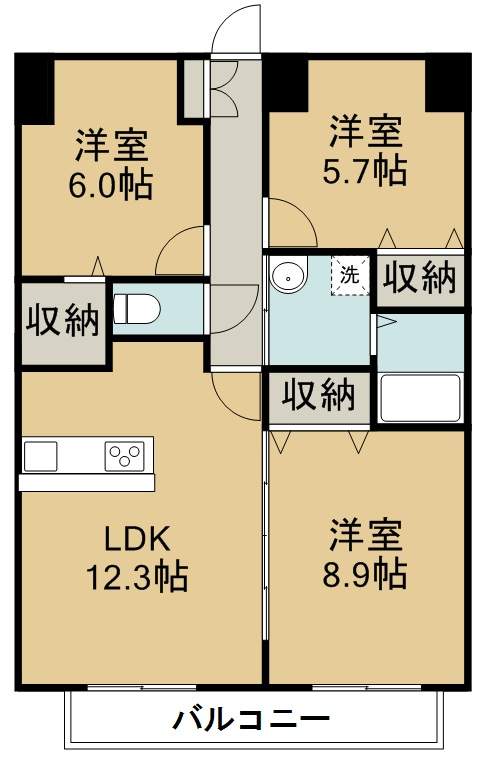 アークデュオ仙台苦竹 512号室 間取り