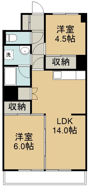 宮城野ハイツ２号棟 206号室 間取り