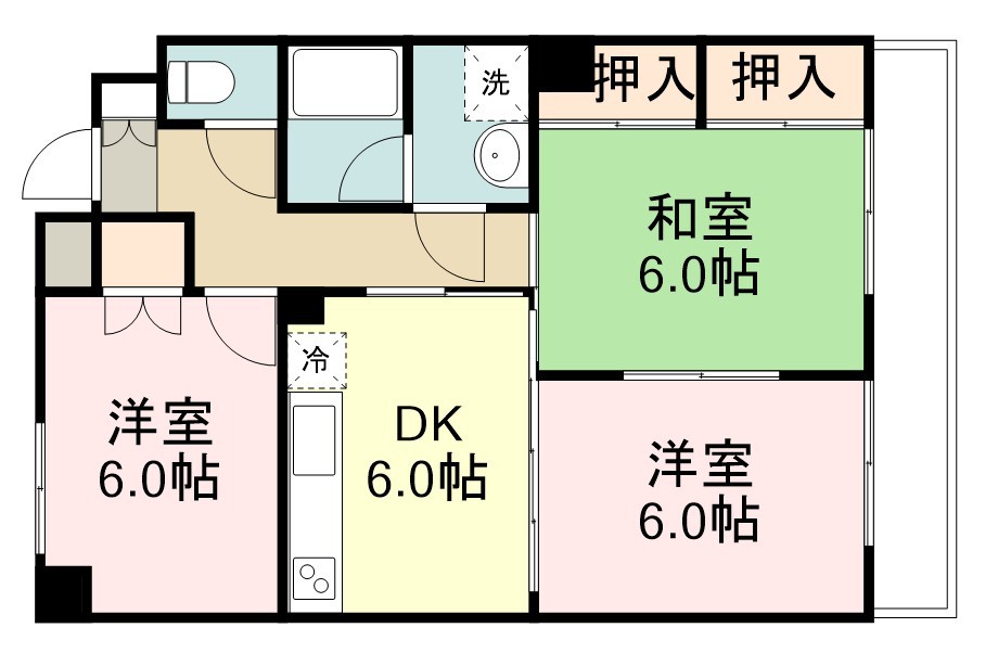 フレシール八木山 503号室 間取り