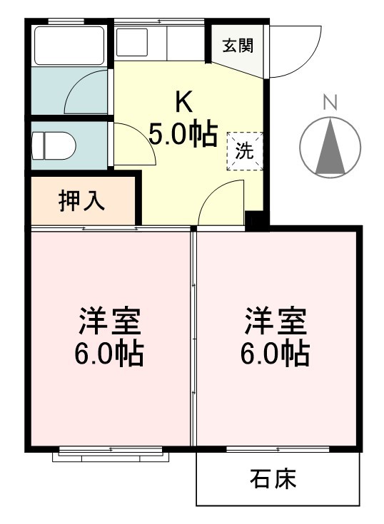 コーポラス麗山 102号室 間取り