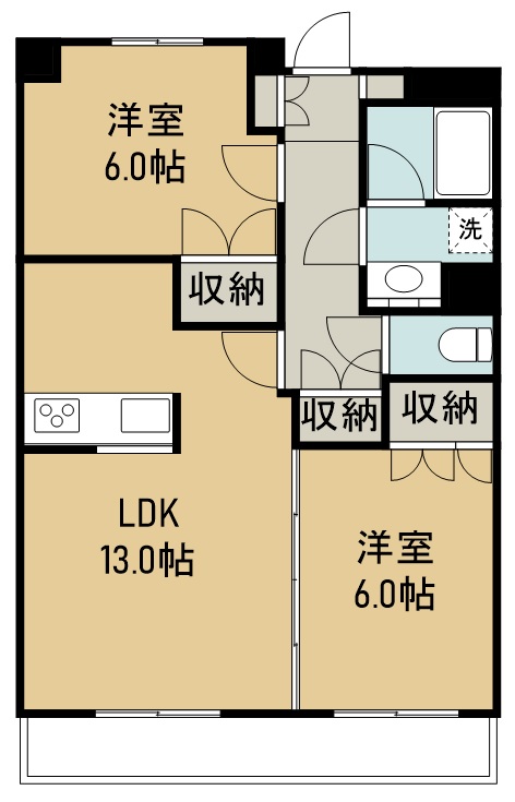 東仙台五番館 406号室 間取り