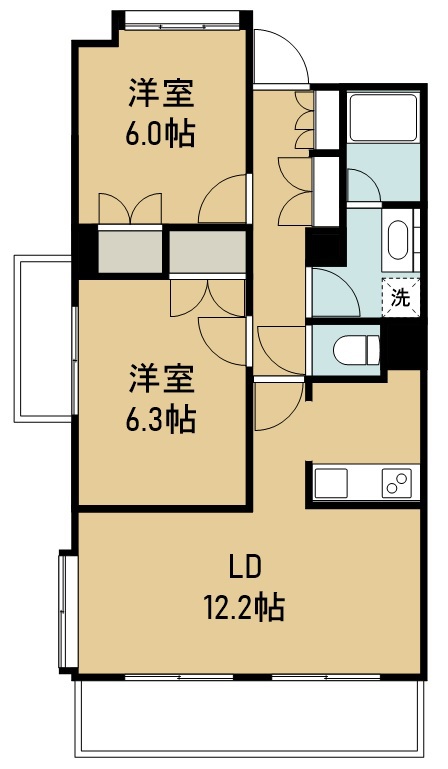 東仙台六番館 601号室 間取り