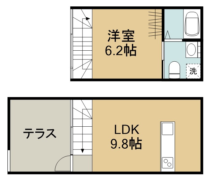 ナカクラテラス F号室 間取り