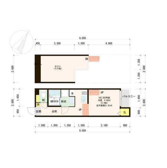 GranCourt 台原 102号室 間取り