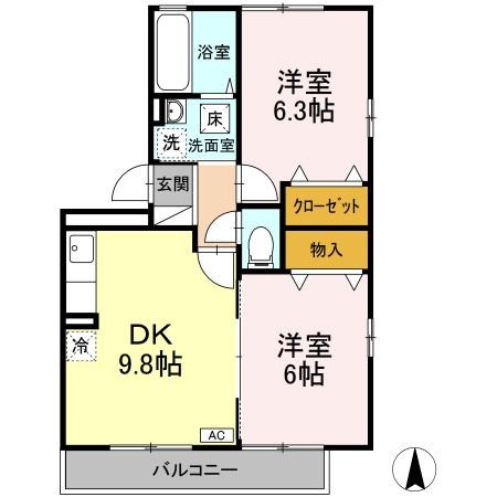 オークスＫ　A棟 間取り