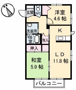 グランカーサ安岡　Ⅴ棟 間取り
