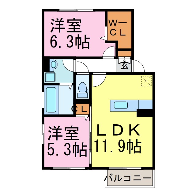 ネオハイツ　ホウゲツ　B 202号室 間取り