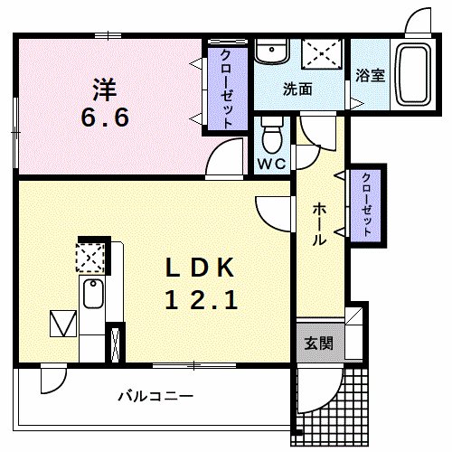 メゾン ラダー 101号室 間取り