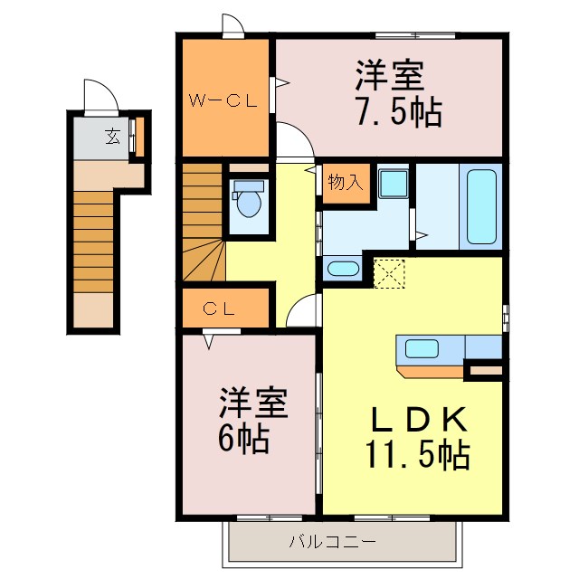 コンフォートA 201号室 間取り
