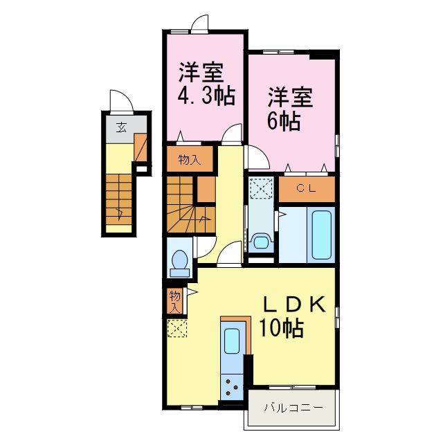 アグレアーブル　Ⅱ 201号室 間取り