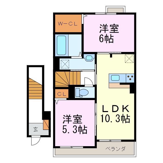 ワンピース知多 202号室 間取り