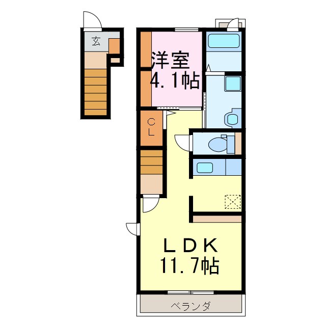 エバーグリーンC 206号室 間取り