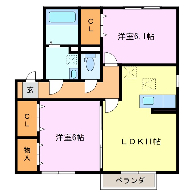 ヴィラ中島Ⅱ 201号室 間取り