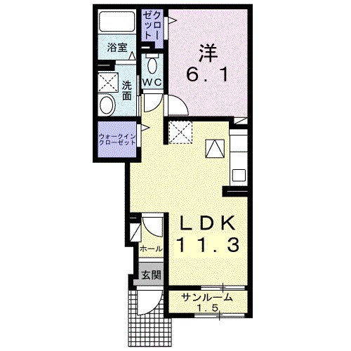 アヴェクトワ 102号室 間取り