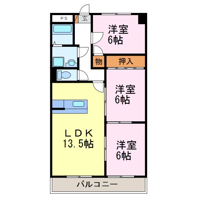 半田第3ロイヤルマンション  403号室 間取り