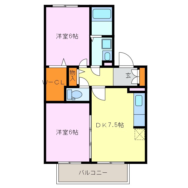 エスポワール　Ｃ 102号室 間取り