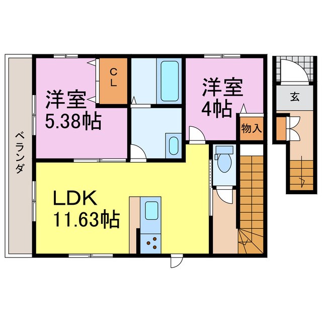 リーブルファイン樽水　1号棟 201号室 間取り