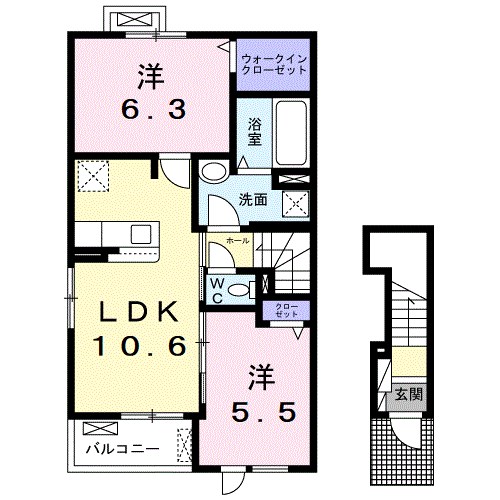 プリムローズⅥ 201号室 間取り